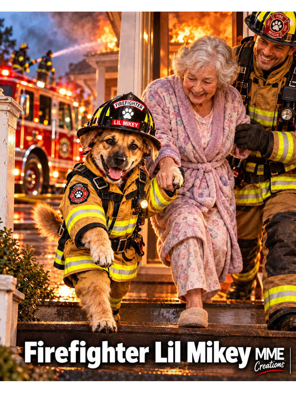 4853 Pet Pics Turn Your Dog Into a Firefighter –House Rescue Custom 8x10 Print